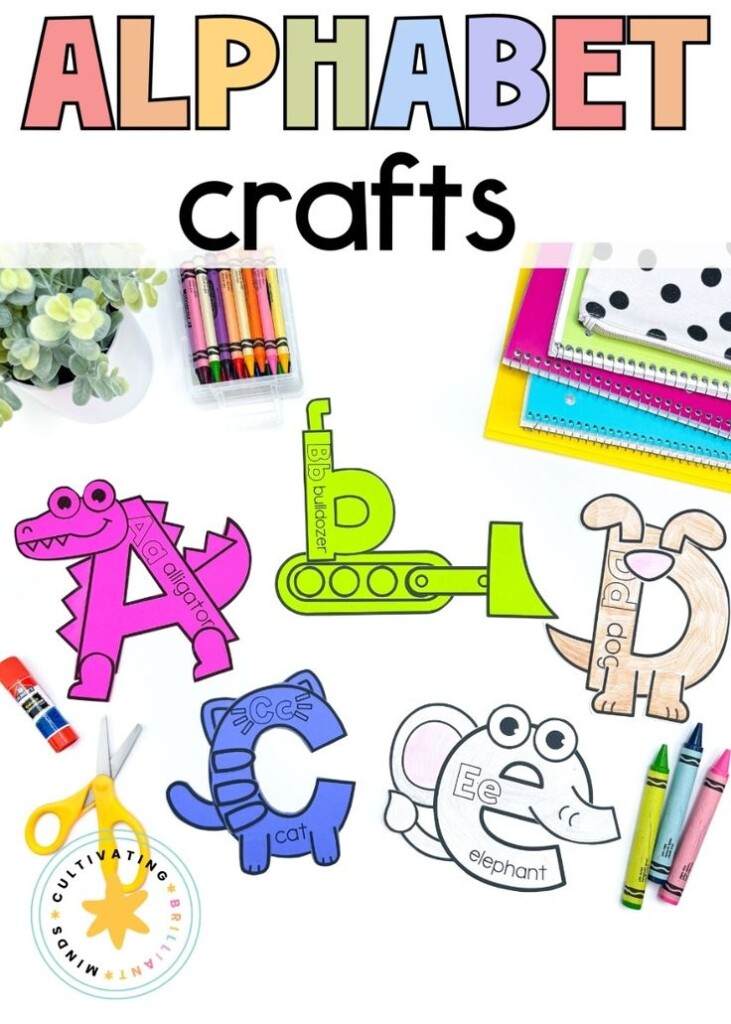 Kindergarten A To Z Alphabet Crafts Printable Worksheets Uppercase 