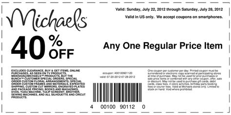 Michaels 40 Off Printable Coupon Michaels Coupon Printable Coupons 