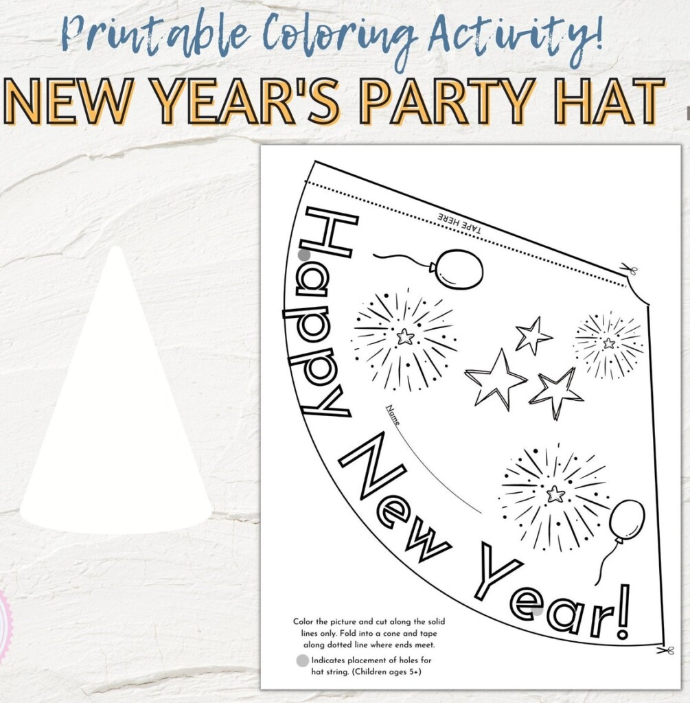 New Year 39 s Eve Printable Hat Kids New Years Party Hat Children 39 s 