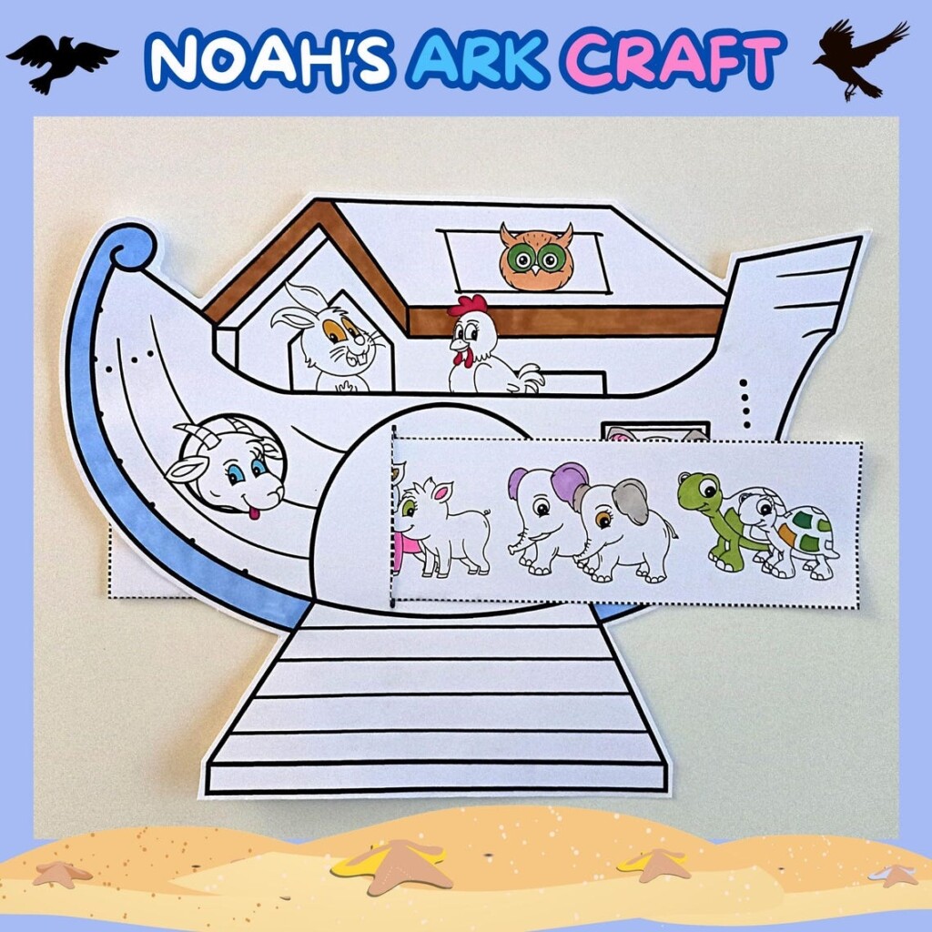 Noah 39 s Ark Craft Printable Noah 39 s Ark And Animals Coloring Sunday 