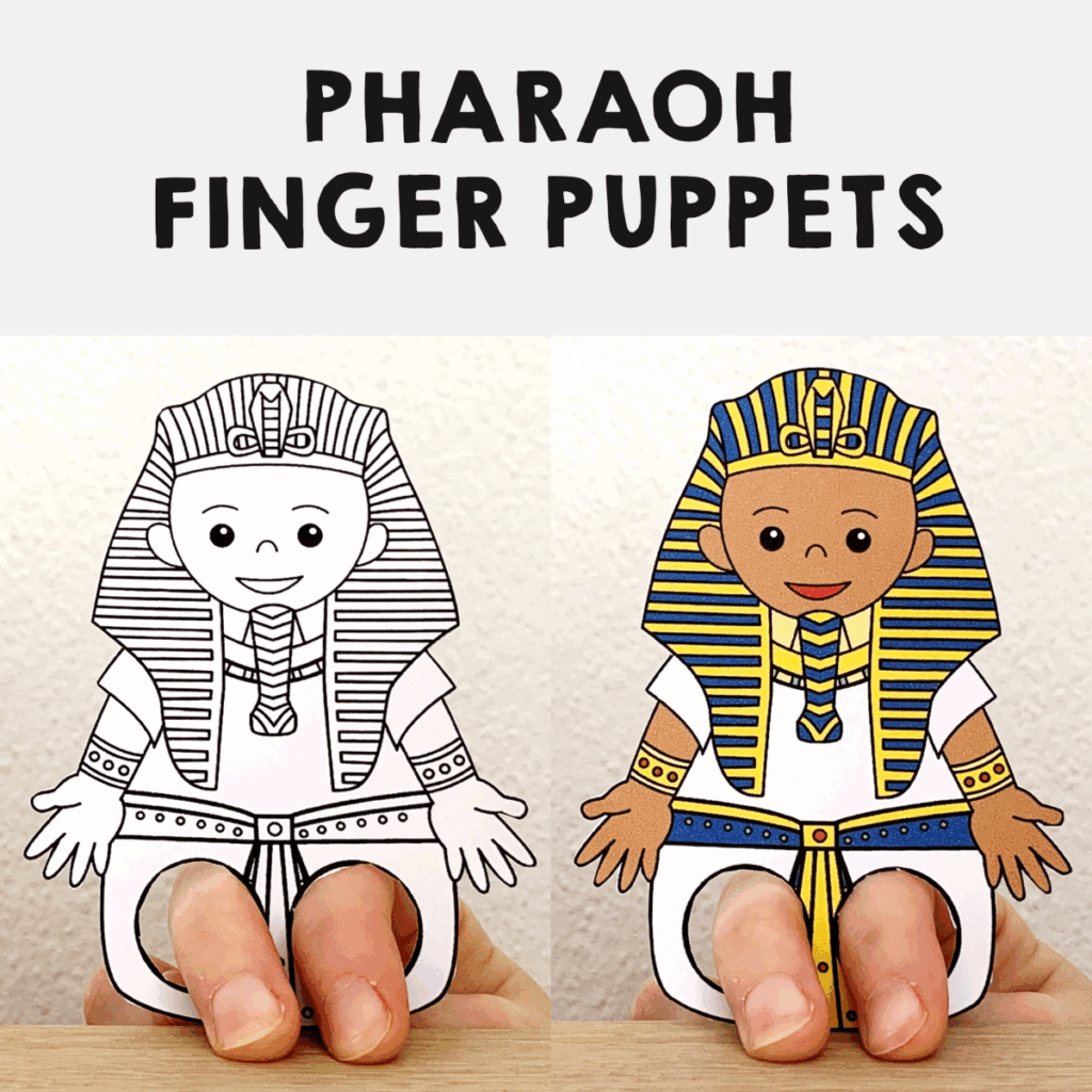 Pharaoh Finger Puppet Printable Ancient Egypt Coloring Paper Craft 