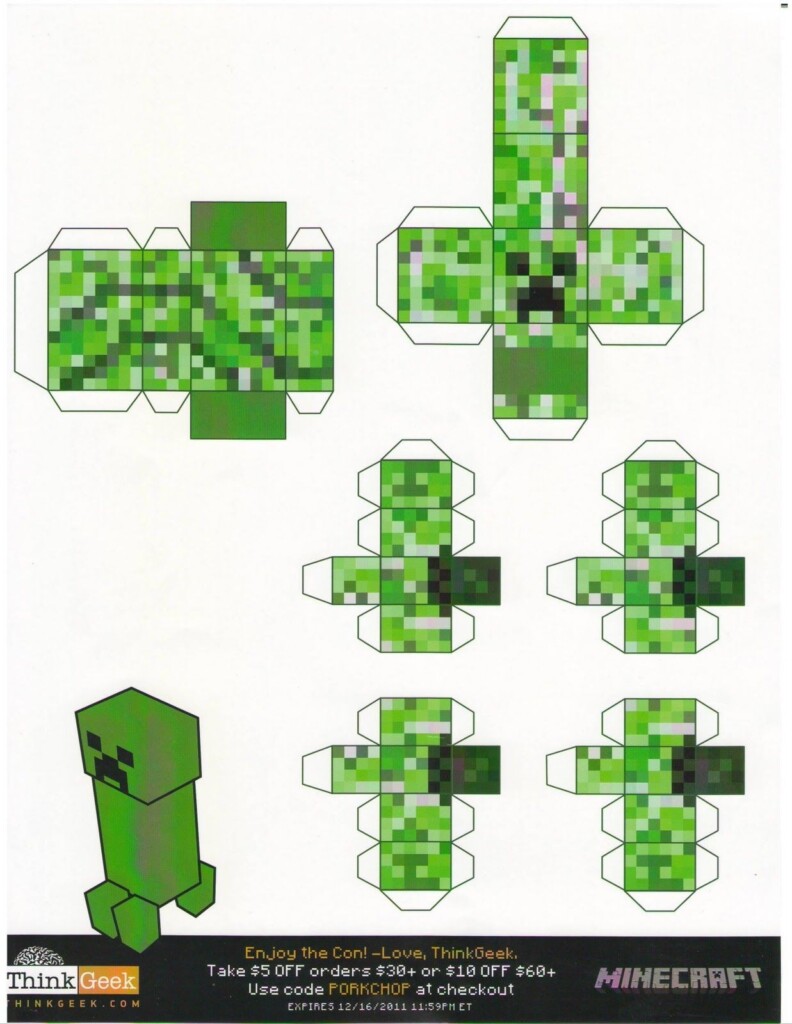 Pixel Papercraft Minecraft Papercraft Creepers Tiny Papercraft T 