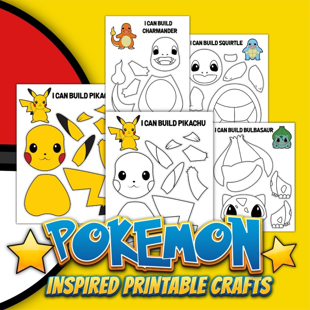 Pokemon Printable Crafts Color Cut And Paste Activity For Etsy