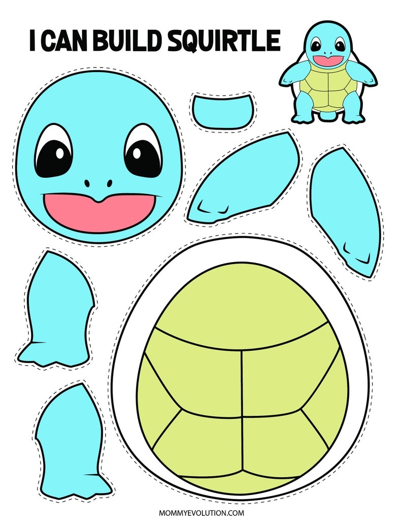 Pokemon Printable Crafts Color Cut And Paste Activity For Etsy
