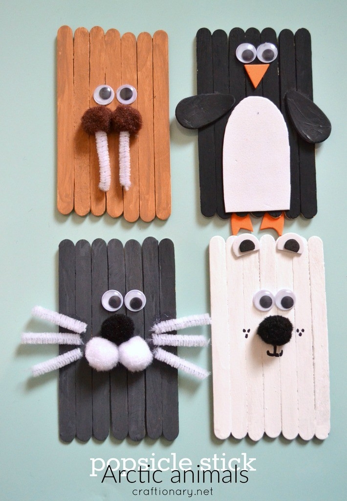 Popsicle Stick Polar Bear Craftionary