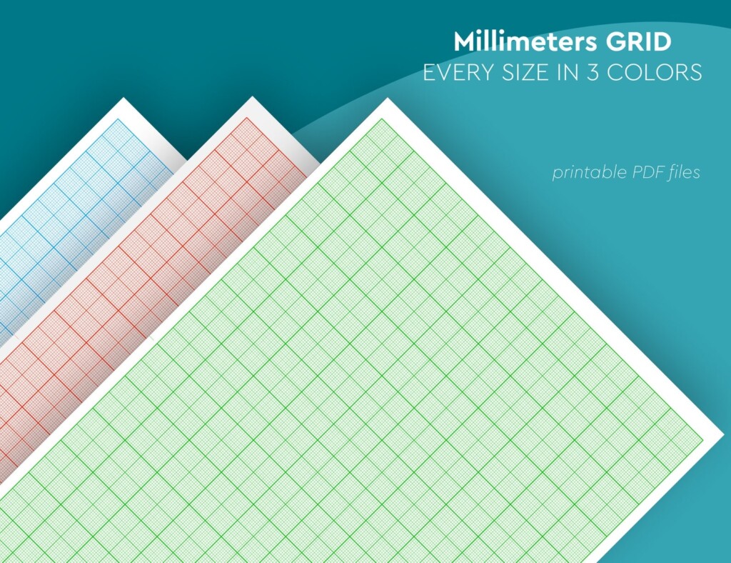 Printable 1mm X 1mm Grid GRAPH PAPER Milimeters Grid 3 Different 