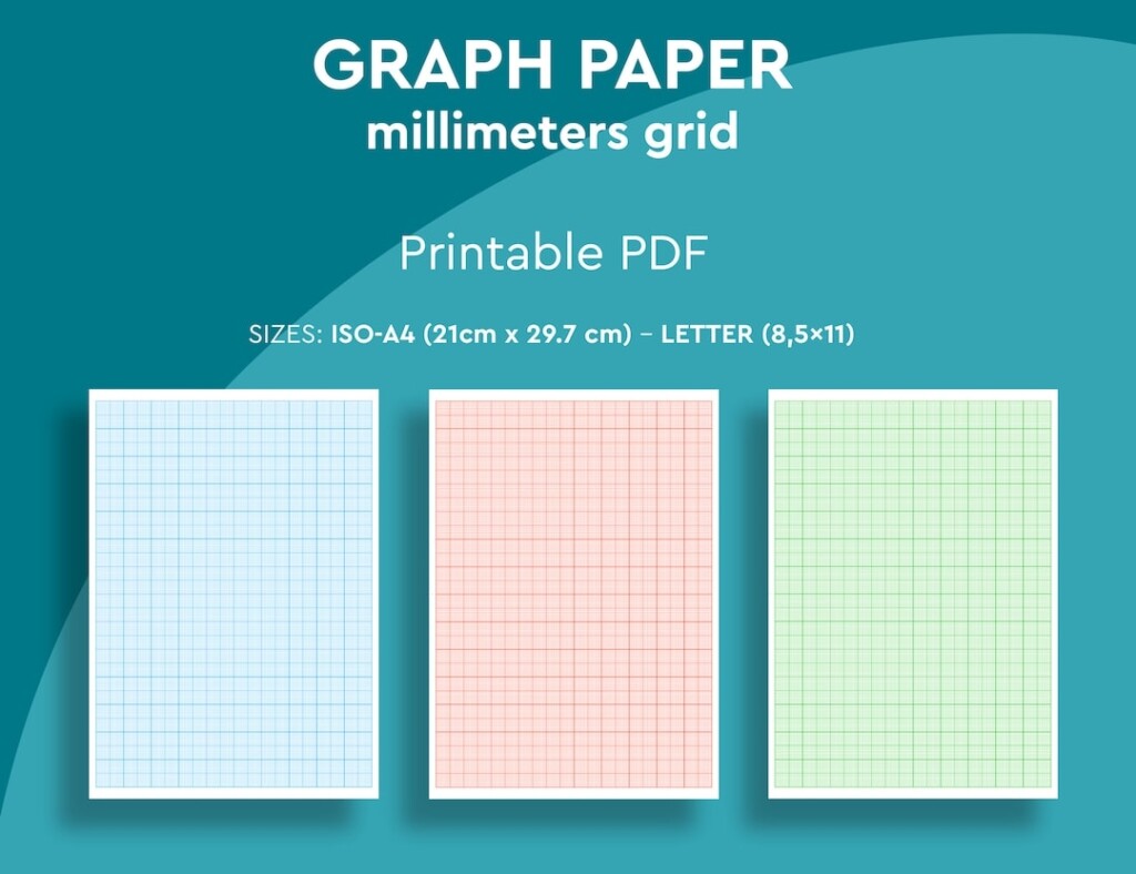 Printable 1mm X 1mm Grid GRAPH PAPER Milimeters Grid 3 Different 