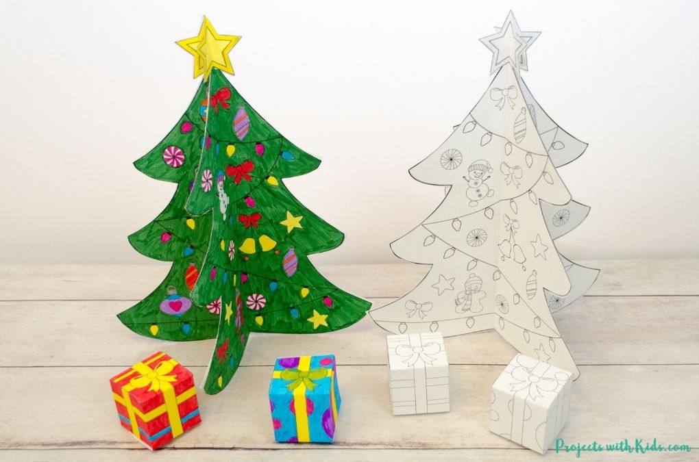 Printable 3D Christmas Tree Paper Craft Projects With Kids