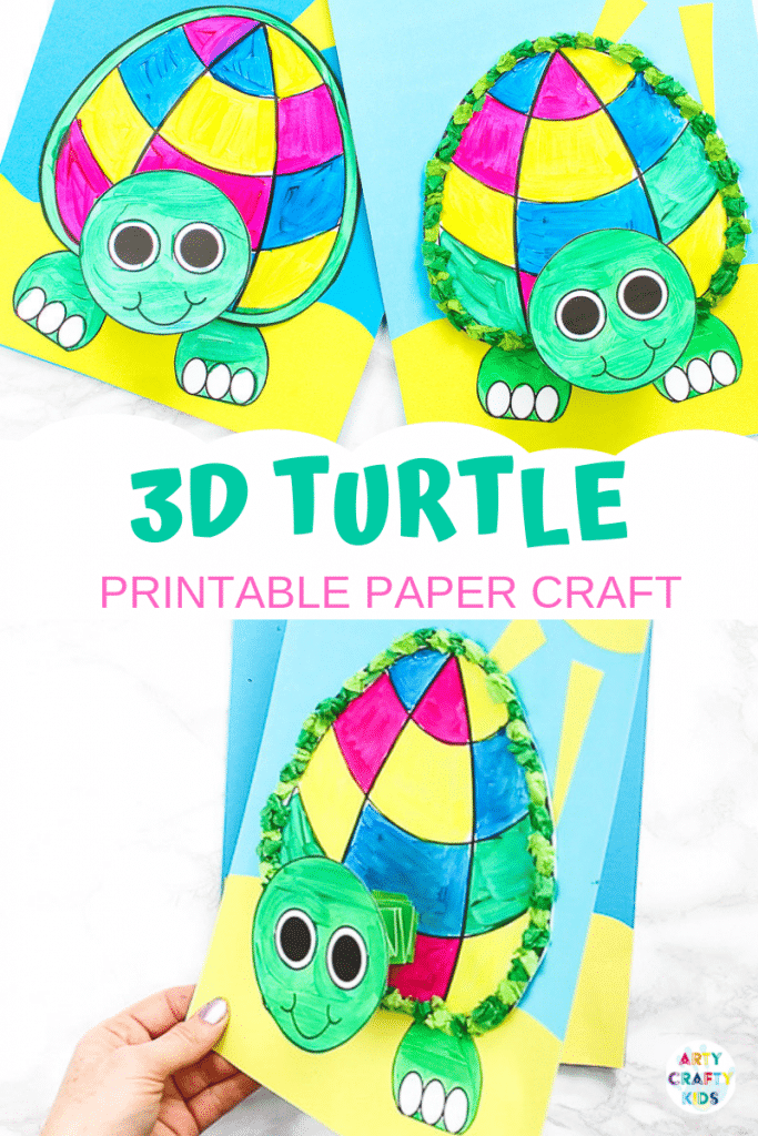 Printable 3D Turtle Paper Craft For Kids Arty Crafty Kids