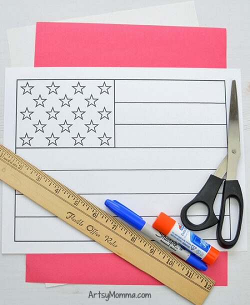 Printable American Flag Craft Project Easy 3D Paper Art For Kids 