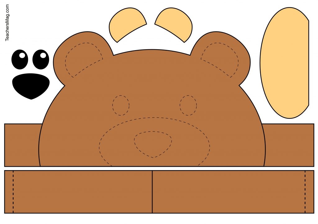 Printable Bear Ears Headband Template Dog Ears Crown Headband 