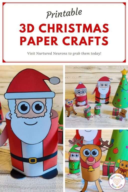 Printable Christmas Crafts 3D Christmas Characters Nurtured Neurons