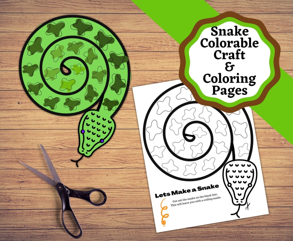 Printable Colorable Snake Craft And Snake Coloring Pages Color And Cut 