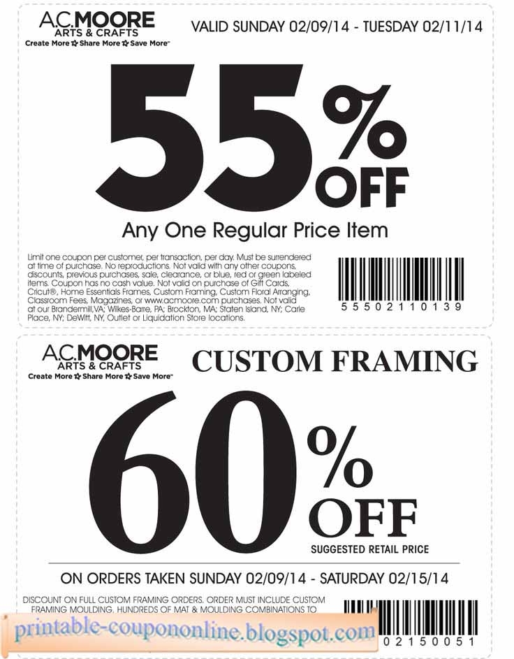 Printable Coupons 2023 AC Moore Coupons