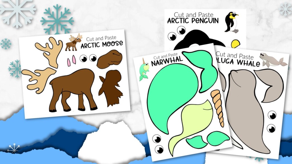 Printable Cut And Paste Arctic Animal Craft Bundle