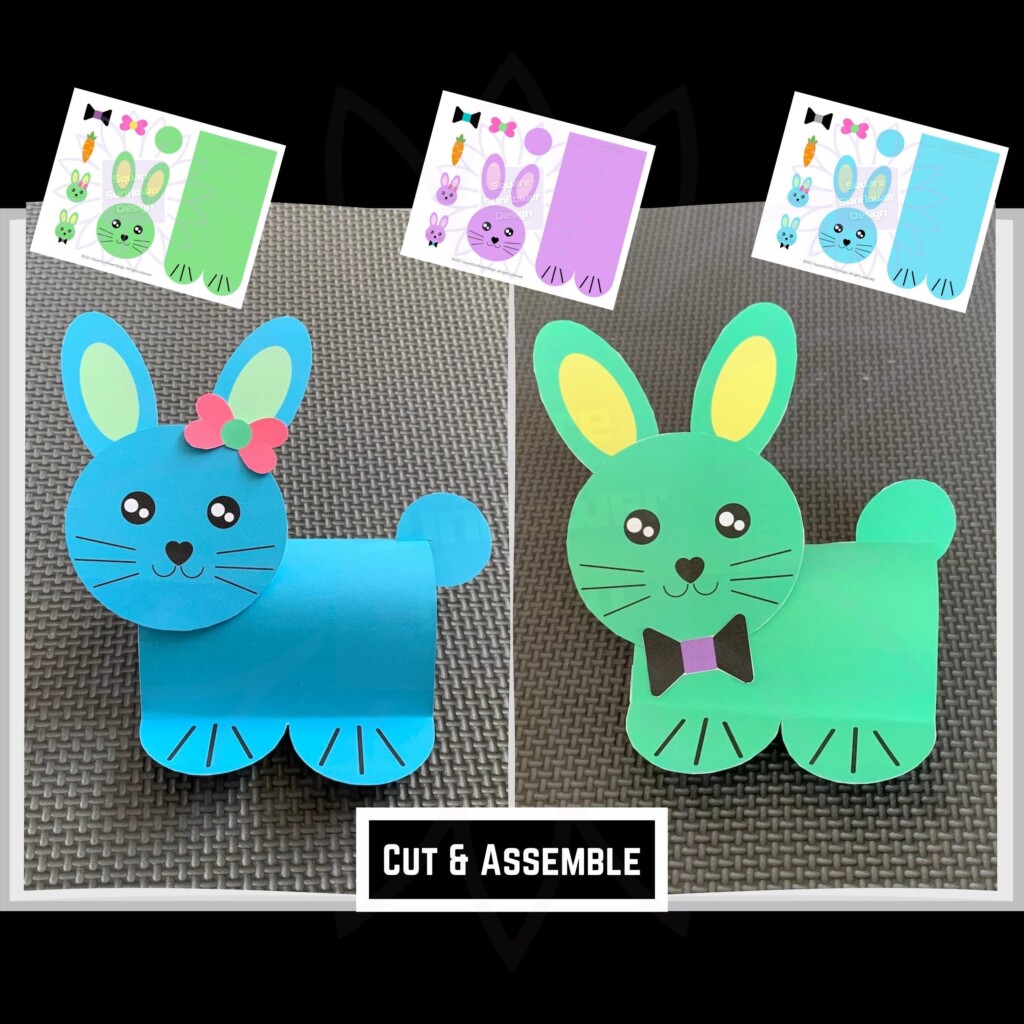 Printable Easy Bunny Paper Craft One Page Template Classroom Craft 