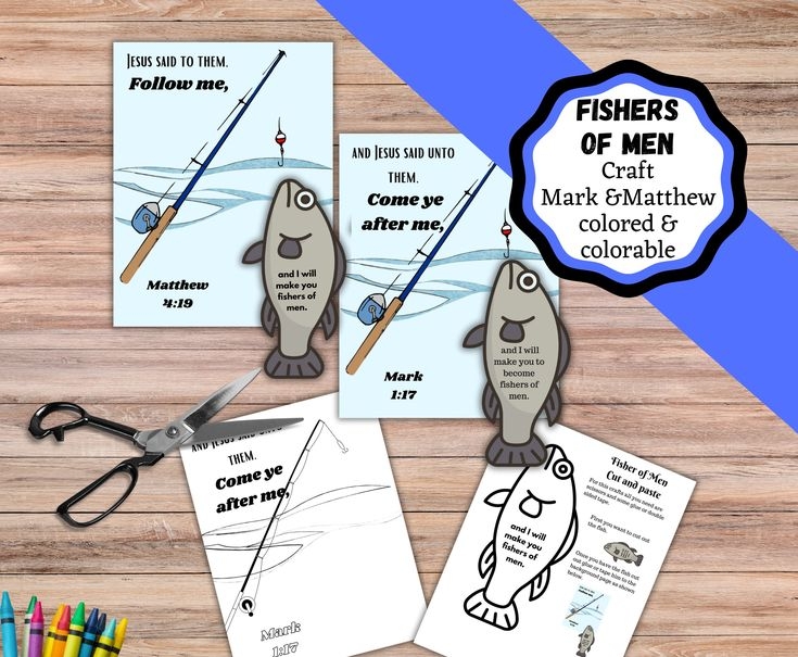 Printable Fishers Of Men Bible Craft Versions For Matthew And Mark In