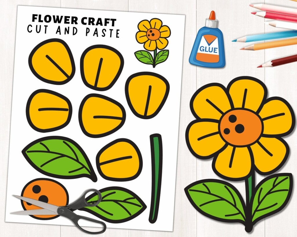 Printable Flower Printable Craft Template Build A Flower Spring 