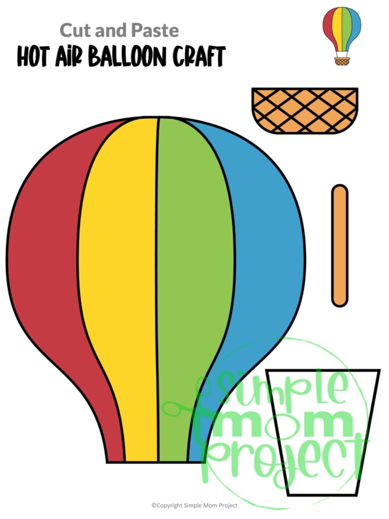 Printable Hot Air Balloon Craft Template Simple Mom Project