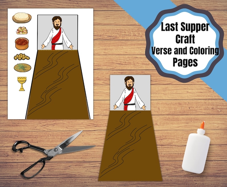Printable Last Supper Kids Craft With Story Page In WEB And Coloring 