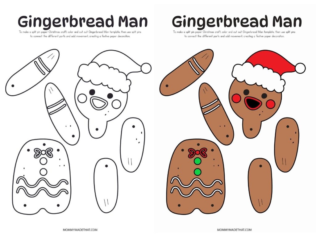 Printable Moving Gingerbread Man Craft Free Template 