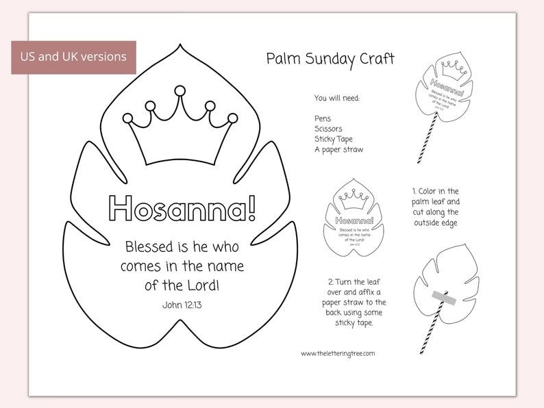 Printable Palm Sunday Craft Holy Week Activity Palm Sunday Activity 