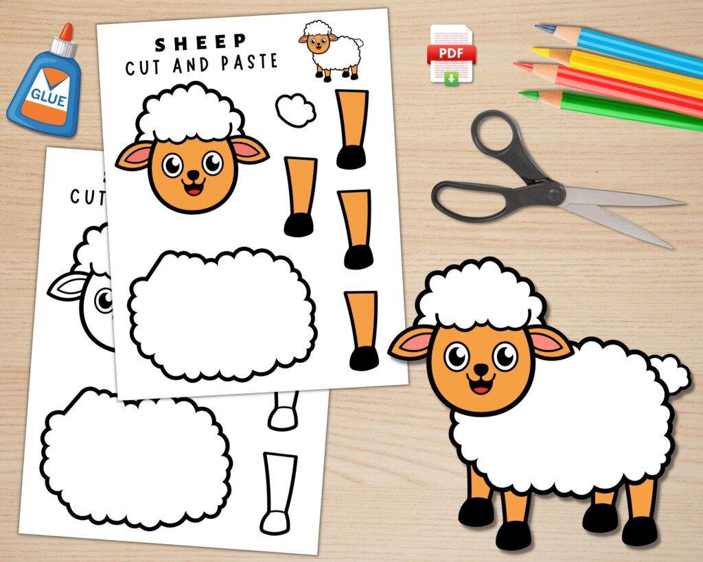 Printable Paper Sheep Craft Template For Kids Farm Animal Crafts Farm 
