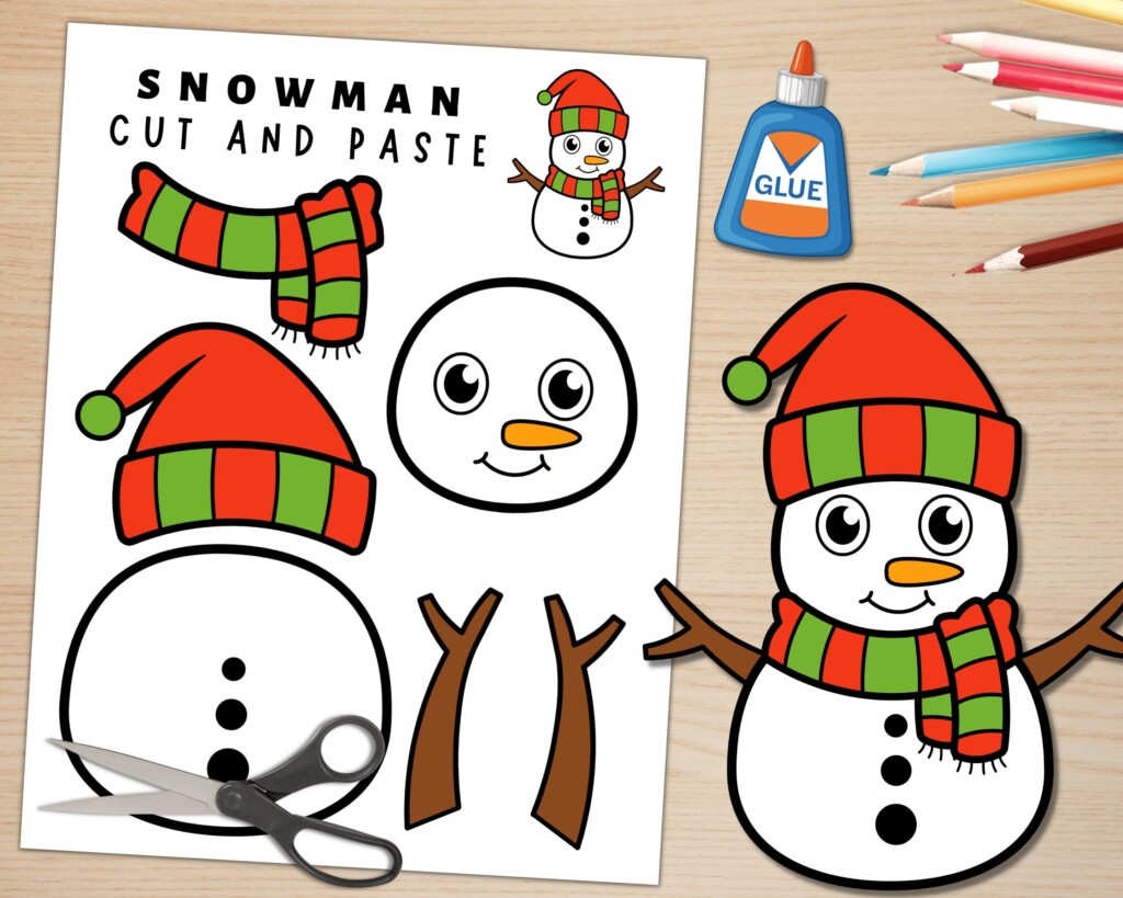 Printable Snowman Craft Template For Kids Winter Activities Color 