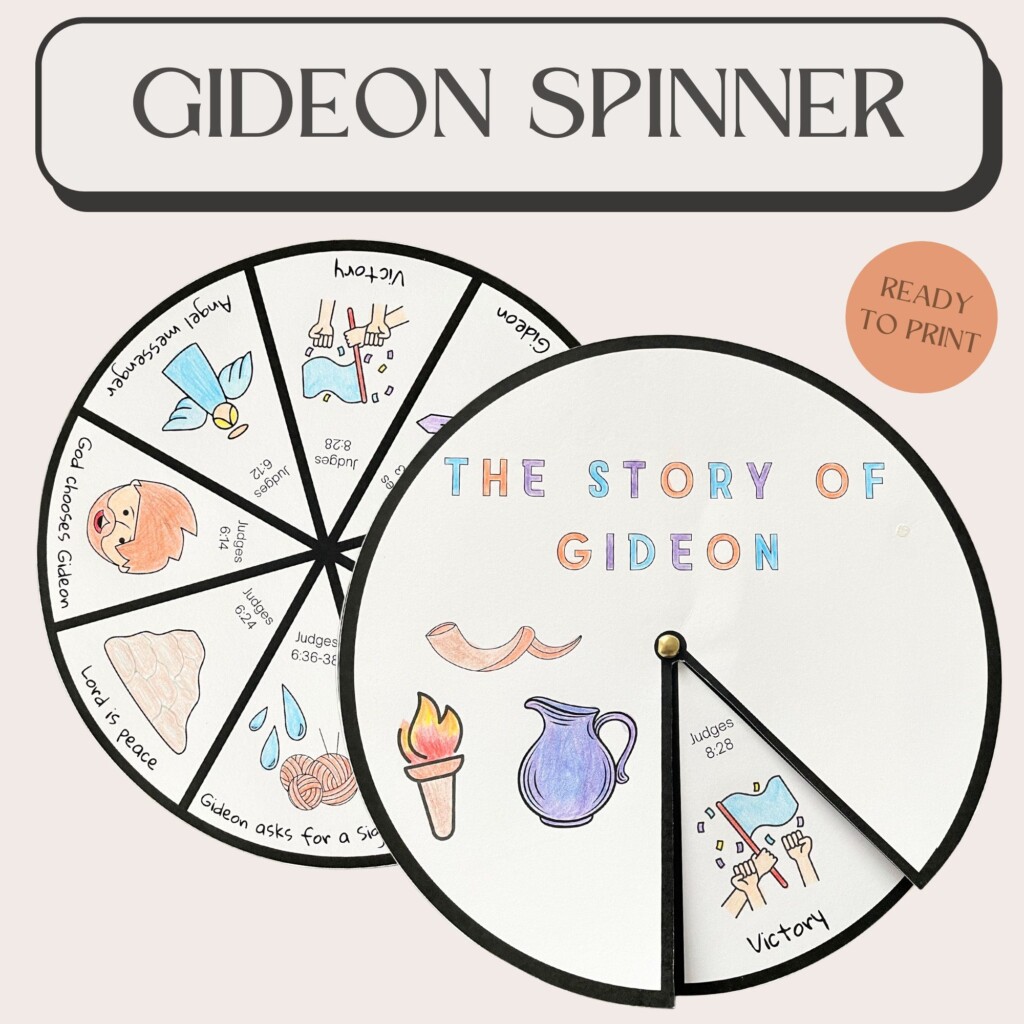 Printable The Story Of Gideon Coloring Spinner Wheel Gideon Craft 