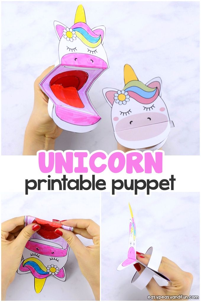 Printable Unicorn Puppet Unicorn Crafts Unicorn Printables Unicorn 