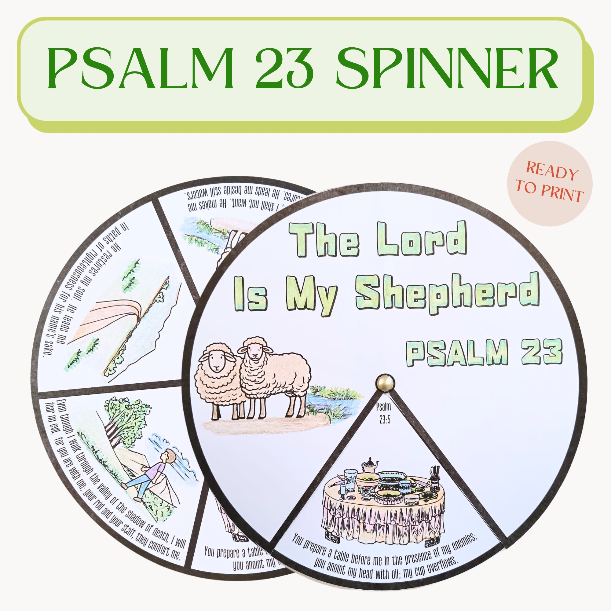 Psalm 23 Coloring Spinner Wheel Psalm 23 Craft Sunday School Craft