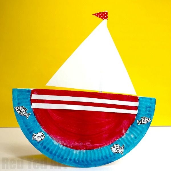 Rocking Paper Plate Boat Red Ted Art Easy Kids Crafts 