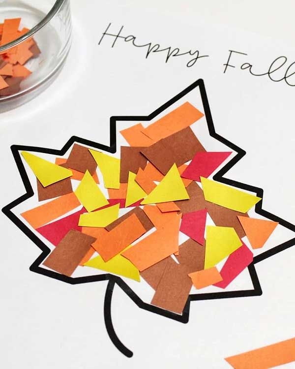 Scrap Paper Fall Leaf Free Printable Easy Fall Crafts Preschool 