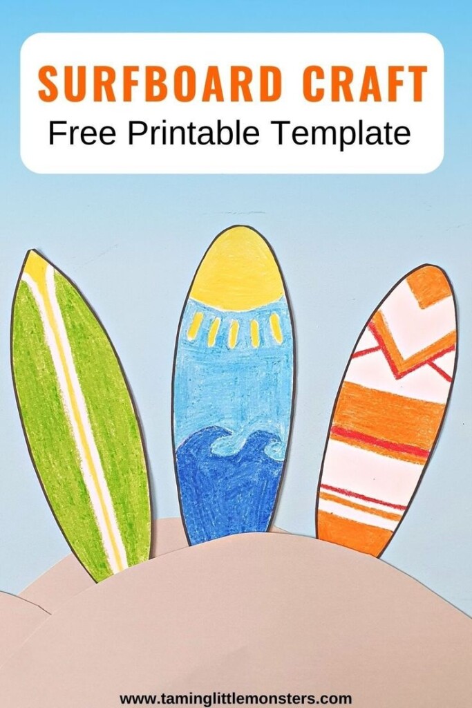 Surfboard Craft For Kids With Free Printable Template Beach Crafts 