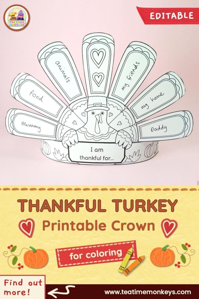 Thankful Turkey Crown Thanksgiving Craft For Kids Artofit