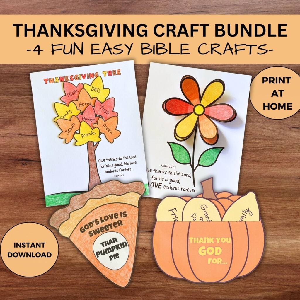 Thanksgiving Fall Bible Craft Bundle Kids Sunday School Homeschool 