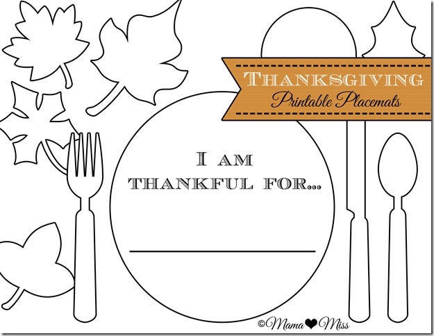 Thanksgiving Placemats free Printable Mama miss