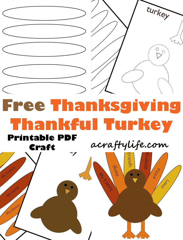 Thanksgiving Thankful Turkey Printable Craft Free Template A Crafty Life