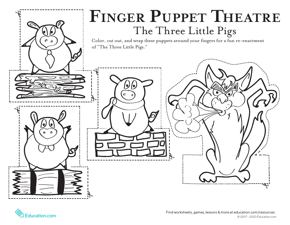 The Three Little Pigs Finger Puppet Templates Download Printable PDF 