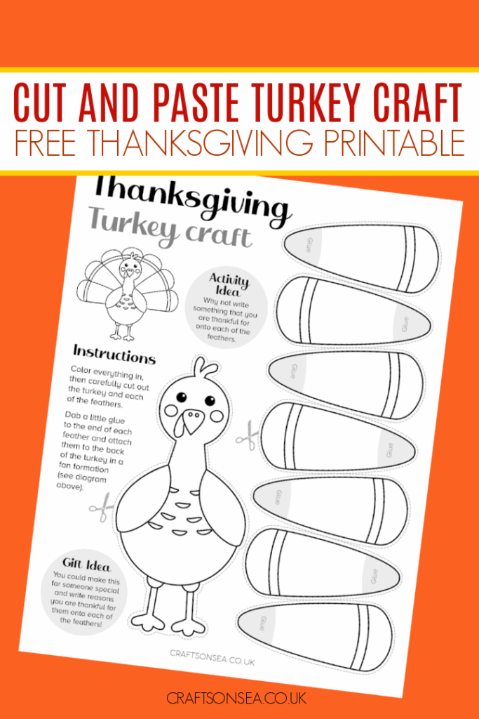 Turkey Craft Printable FREE Cut And Paste Activity Crafts On Sea