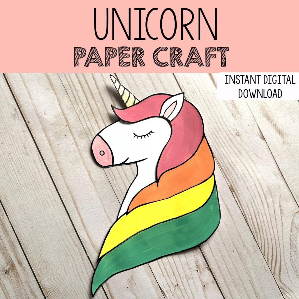 Unicorn Craft printable Craft Template Kids Unicorn Activity 