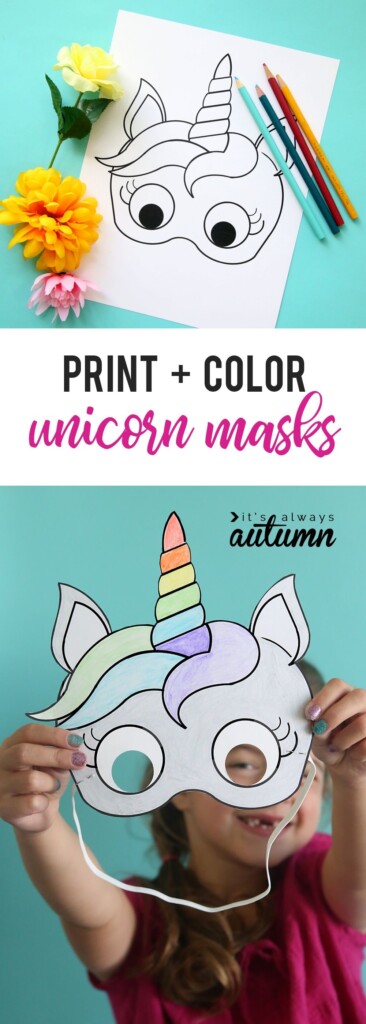 Unicorn Masks To Print And Color free Printable Unicorn Birthday 