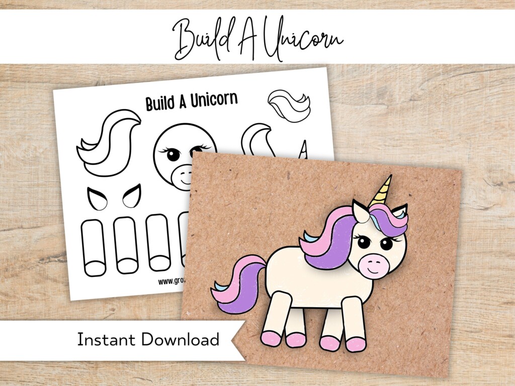 Unicorn Printable Craft Build A Unicorn Activity For Kids Preschool 