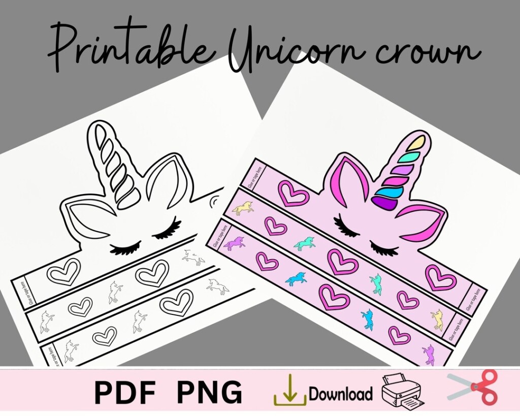 Unicorn Printable Crown Birthday Princess Crown Unicorn Party 